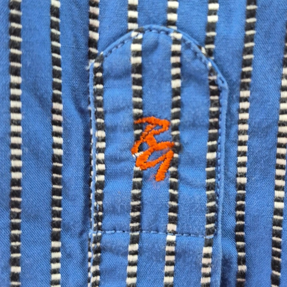 Robert Graham Mens XXL Blue Striped Button Down Shirt Contrast Cuffs Cotton - Picture 10 of 16